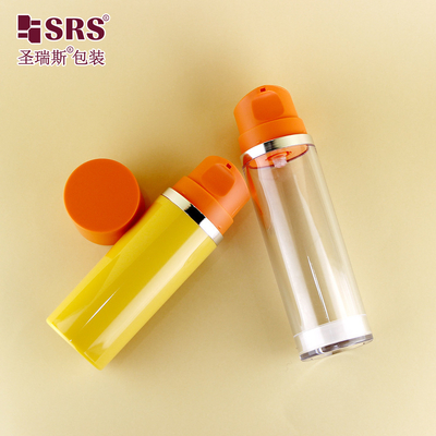 A0215 Snap On Style Bouteille de sérum facial en plastique rond AS Bouteille sous vide Gel de soin de la peau vide Emballage sans air