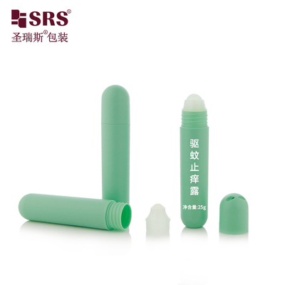 RPPG 25ml Injection Couleur Pantone personnalisée Cap de dôme glacé Fond rond Plastique PCR écologique Applicateur de bouteille à rouleaux PP à bille avec sac de lanière Taille portable