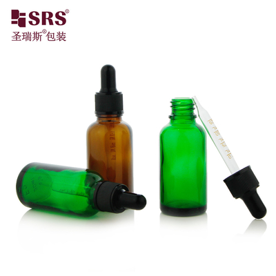 D002 Bouteille de gouttelette en verre bleu vert-ambre clair pour le sérum cosmétique essentiel Oir