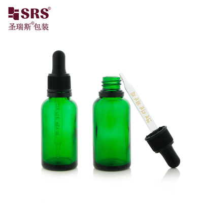 D003-1 Bouteille de gouttelette en verre vert brillant avec un couvercle anti-tamper pour le parfum TE, sans fuite, scellée