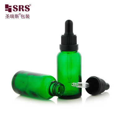 D005 Huile de massage du corps Bouteille en verre bleu vert ambre vide avec couvercle de gouttelette Couleur personnalisée
