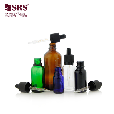 D006 15 ml 30 ml 50 ml Bouteille de gouttelette en verre vert transparent et transparent pour sérum facial