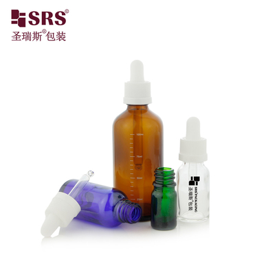 D010 Bouteilles moulées en verre transparent exquis avec capuchons CRC résistants aux enfants et couvercles de gouttelette de précision adaptés au sérum d'essence capillaire haut de gamme