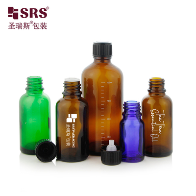 G005 Bouteille en verre ronde à vis de Boston avec introduit de gouttelette horizontale pour l'huile essentielle
