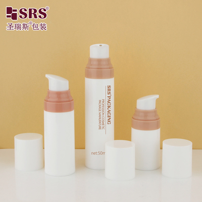 PA0204 15ml 30ml 50ml Pompes à injection rose personnalisée PP PCR Matériau recyclé Bouteille sans air brillante pour crème faciale
