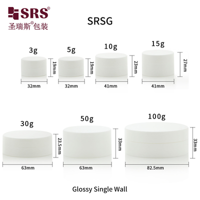 SRSG 3g 5g 10g 15g 30g 50g 100g Plastique vide surface brillante paroi unique conception unique PP Jar Pour la crème corporelle