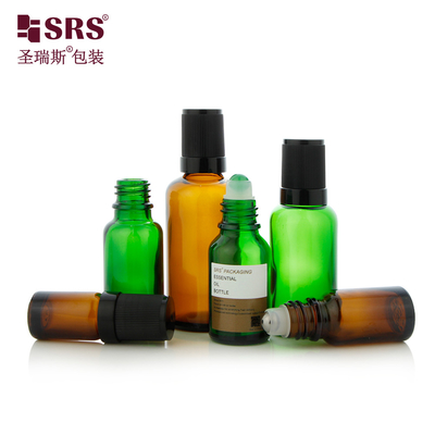 5 ml 10 ml 15 ml 20 ml 30 ml 50 ml 100 ml Amber Clear Blue Green Glass Roll On Bottle avec bouchon à vis sans fuite