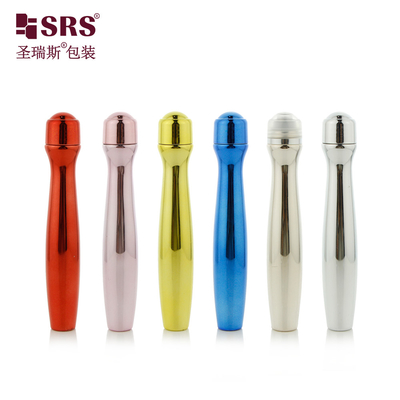 SRS8447-15ML Ruloir en plastique PETG métallisé brillant sur bouteille pour massages de gel pour les yeux Emballage cosmétique