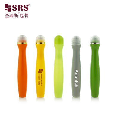 SRS8447-15ML Injection Bouteille en PETG de forme radiale de couleur personnalisée pour la personnalisation de bouteilles à rouleaux liquides anti-démangeaisons