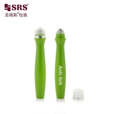 SRS8447-15ML Verte brillante de couleur personnalisée en plastique en rouleau sur bouteille Pour le sérum de massage cosmétique des yeux Emballage de billes en acier
