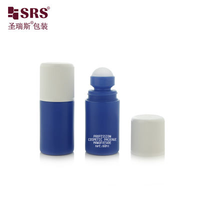 RPPC1-60ML Bouteille de déodorant à bille en plastique PP bleu mat avec bouchon de sécurité enfant sans fuite