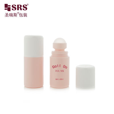 RPPC1-60ML Personnaliser Rose Mat Plastique PP PCR Matériau Écologique Bouteille Bille de Rouleau de Gel Anti-transpirant