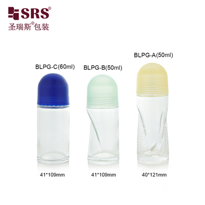 BLPG 50ml 60ml Bouteille Roll-on en verre vide de forme unique pour emballage de gel déodorant corporel et anti-transpirant