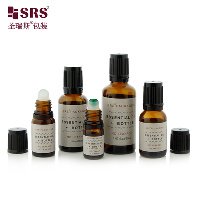 BLPF 5ml 10ml 15ml 20ml 30ml 50ml 100ml Bouteille en verre rond de Boston en rouleau avec un capuchon anti-altération pour l' huile essentielle