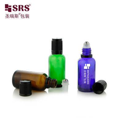BLPF 5ml 10ml 15ml 20ml 30ml 50ml 100ml Bouteille Ronde en Verre Ambré Vert avec Bille en Acier pour Huile Essentielle