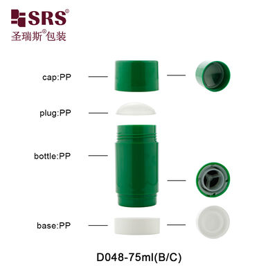 D048 Injection personnalisée en plastique de couleur verte PP PCR Deodorant Stick Container en gros Emballages cosmétiques de luxe