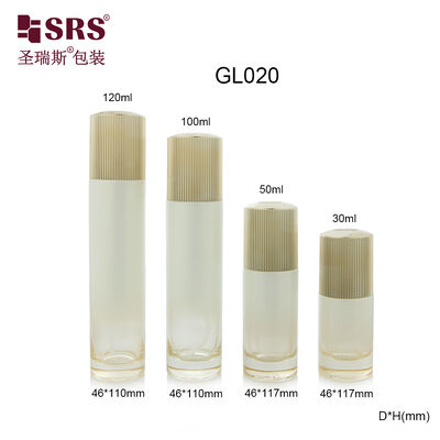 GL020 30ml 50ml 100ml 120ml Bouteille de verre transparent vide de luxe avec pompe à lotion pour crème cosmétique