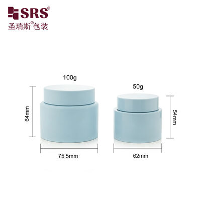 SRSJL 50g 100g vide peint bleu mat couleur PP crème bocal récipient personnalisation du corps gommage bocal