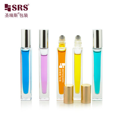 Flacon roll-on en verre vide de luxe GB2 carré anti-fuite pour peinture et huile essentielle