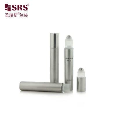 RPA 15ML Metalic Silver PP PCR Bottle With Steel Roller Ball Aluminum Cap Cosmetic Applicator