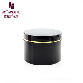 SRSC 400g contenant en plastique en PP à paroi unique, récipient cosmétique crème noire, pot avec couvercle