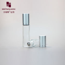 10 ml de rouleau de verre vide transparent transparent sur bouteille de parfum à bille métallique