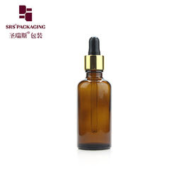 Bouteille d' essence cosmétique en verre rond orange 30 ml 50 ml avec compte-gouttes