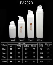 Bouteille de pompe sans air en pp blanc écologique de 30 ml, 50 ml, 75 ml et 100 ml pour injection