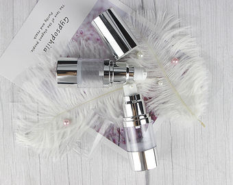 A0230 bouteille de pompe transparente en plastique argentée en aluminium, épaule cosmétique, transparente et sans air