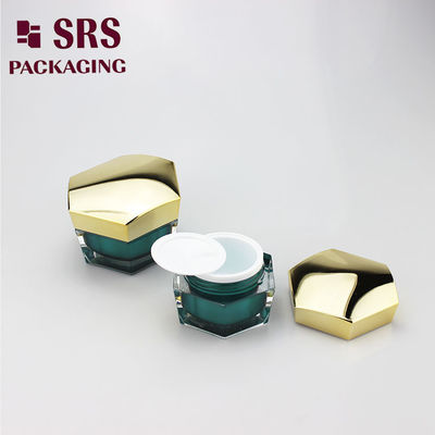 30g 50g vide, forme unique, luxe, cosmétique de haute qualité, bocal acrylique hexagonal.