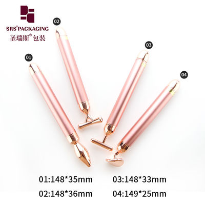 Différent tête de massage rose or vibrant soulever le contour du visage masseur outils faciaux