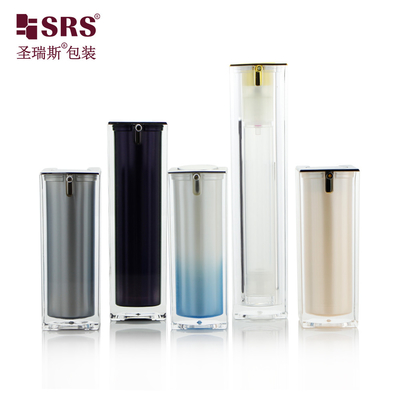 15 ml 30 ml 50 ml Luxe Couleur personnalisée Acrylique vide Bouteille de pompe sans air Carré