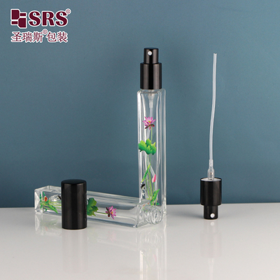 Forme carrée verre vide transparent pompe à pulvérisation de luxe parfum atomiseur 10 ml